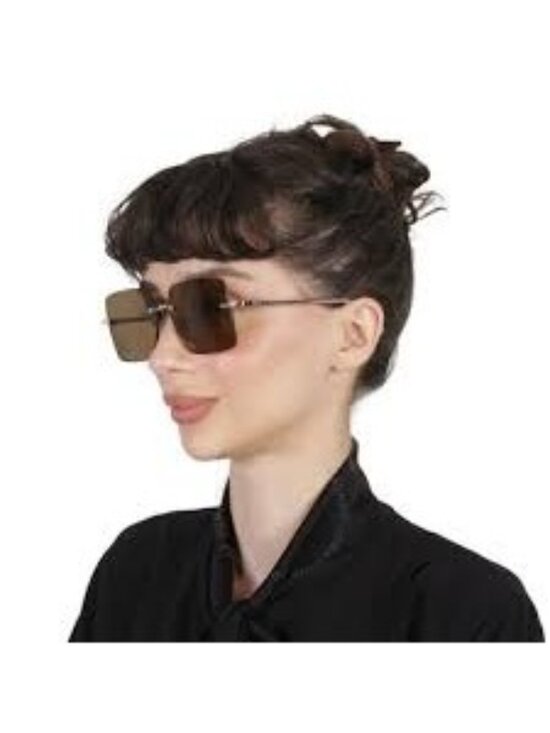 Salvatore Ferragamo SF311S 780 Sunglasses Gold Square Frame, Brown Lenses main image 6